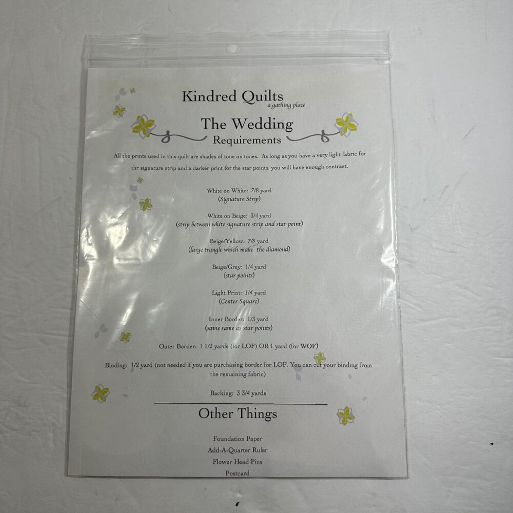 The Wedding Quilt Pattern By Kindred Quilts Paper Piecing 53" X 53" Finished - Picture 2 of 9